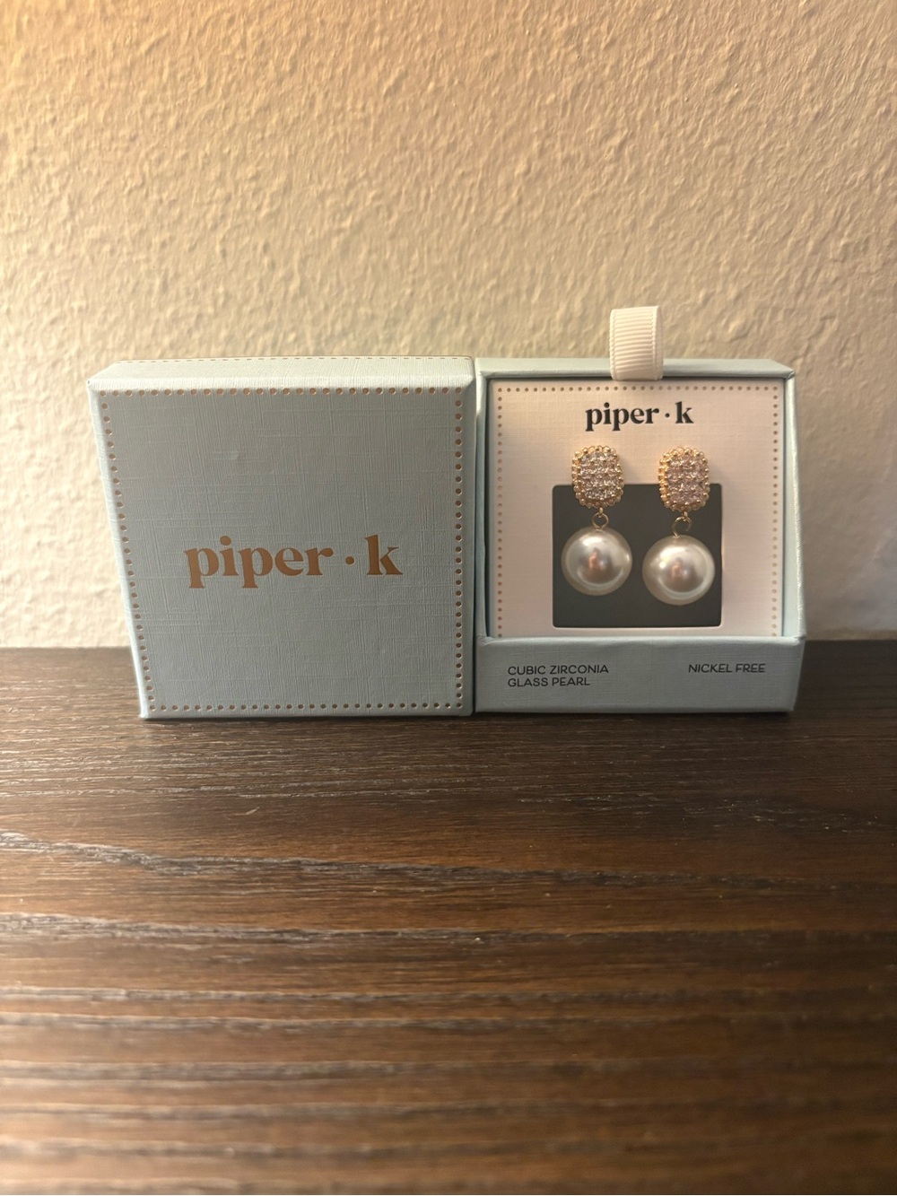 NEW Piper K Gold Pearl Drop Earrings